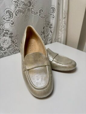 Soul Naturalizer Metallic Gold Bebe Slip-On Loafer Flats- Size 7.5 NWOB